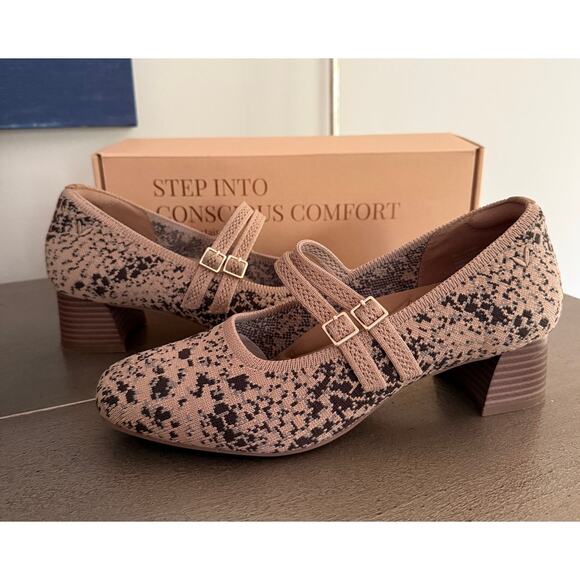 Vivaia Sz 39M Melody Pro Mary Jane Snake Print Excellent Square Toe - Picture 5 of 16
